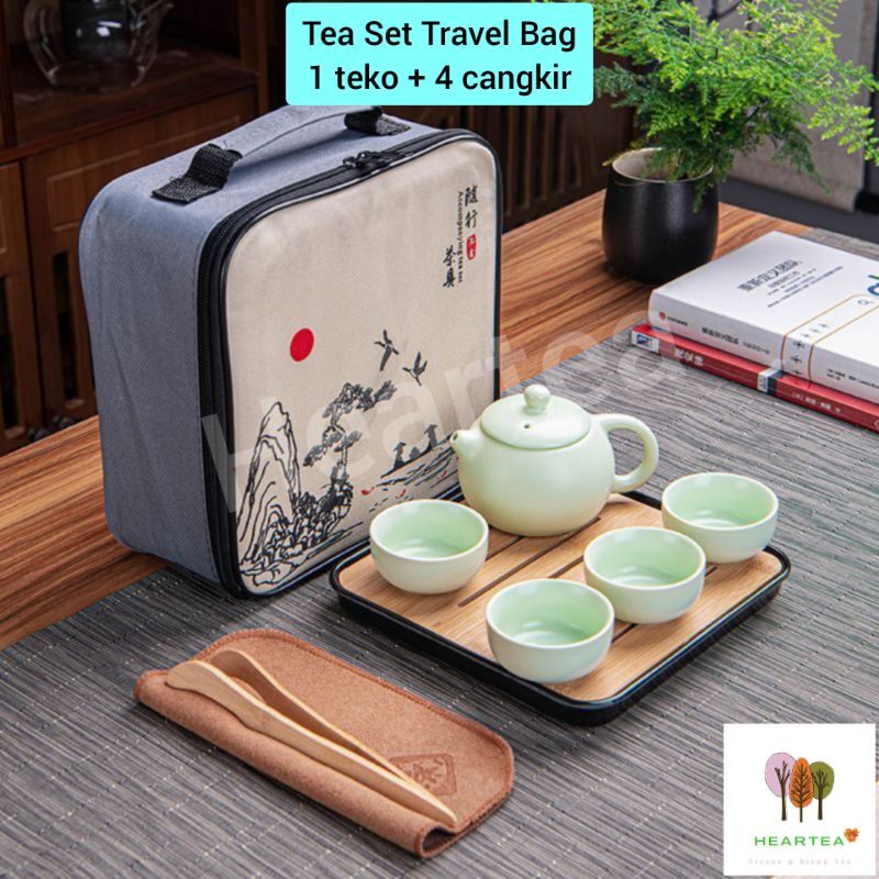 Chinese TEA POT SET Ceramic Travel BAG / Cangkir Teko SET Keramik 茶具套装