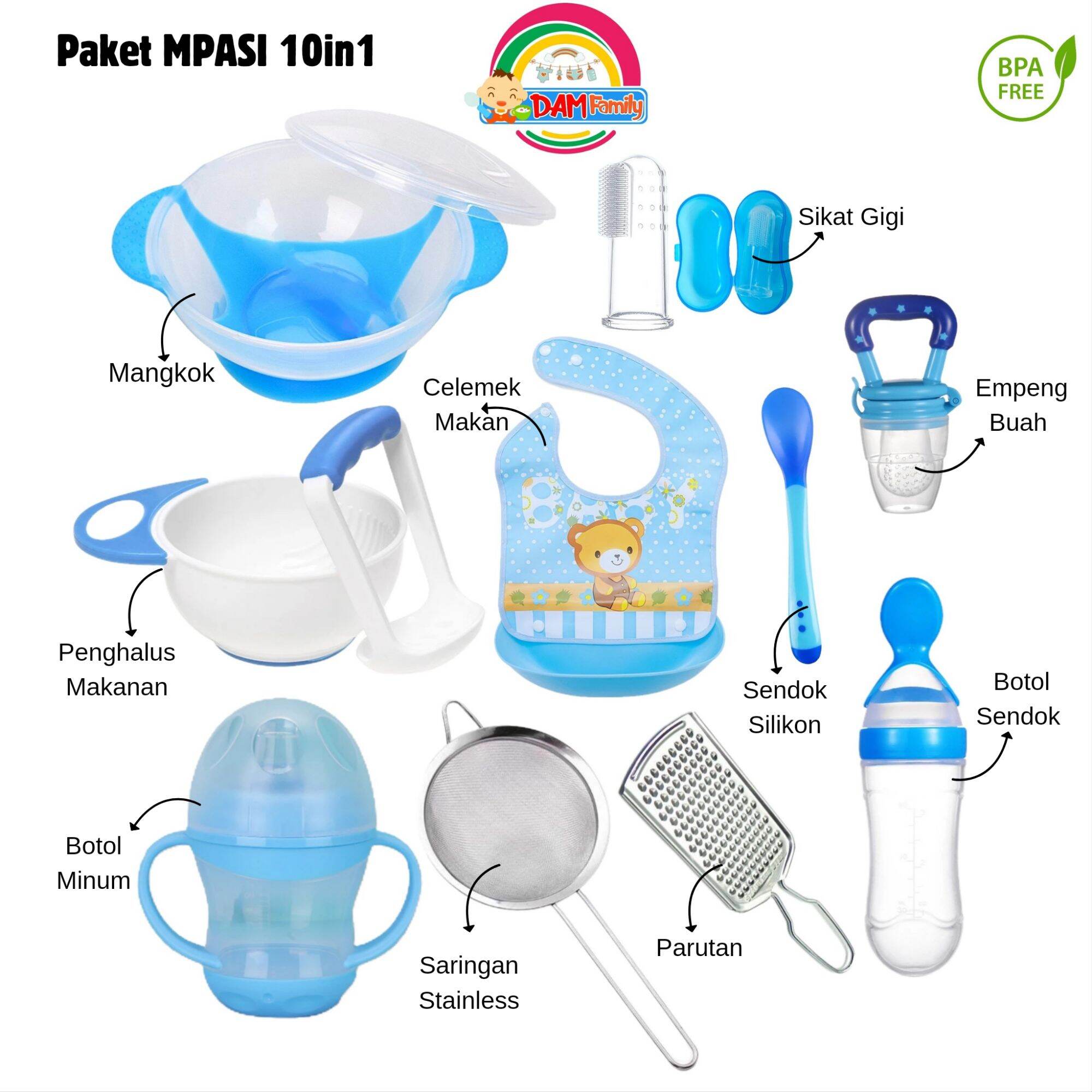 10in1 Paket Alat MPASI Hampers Kado Bayi Newborn Peralatan Makan Bayi Lengkap Tempat Makan Set Anak Foโฆ
