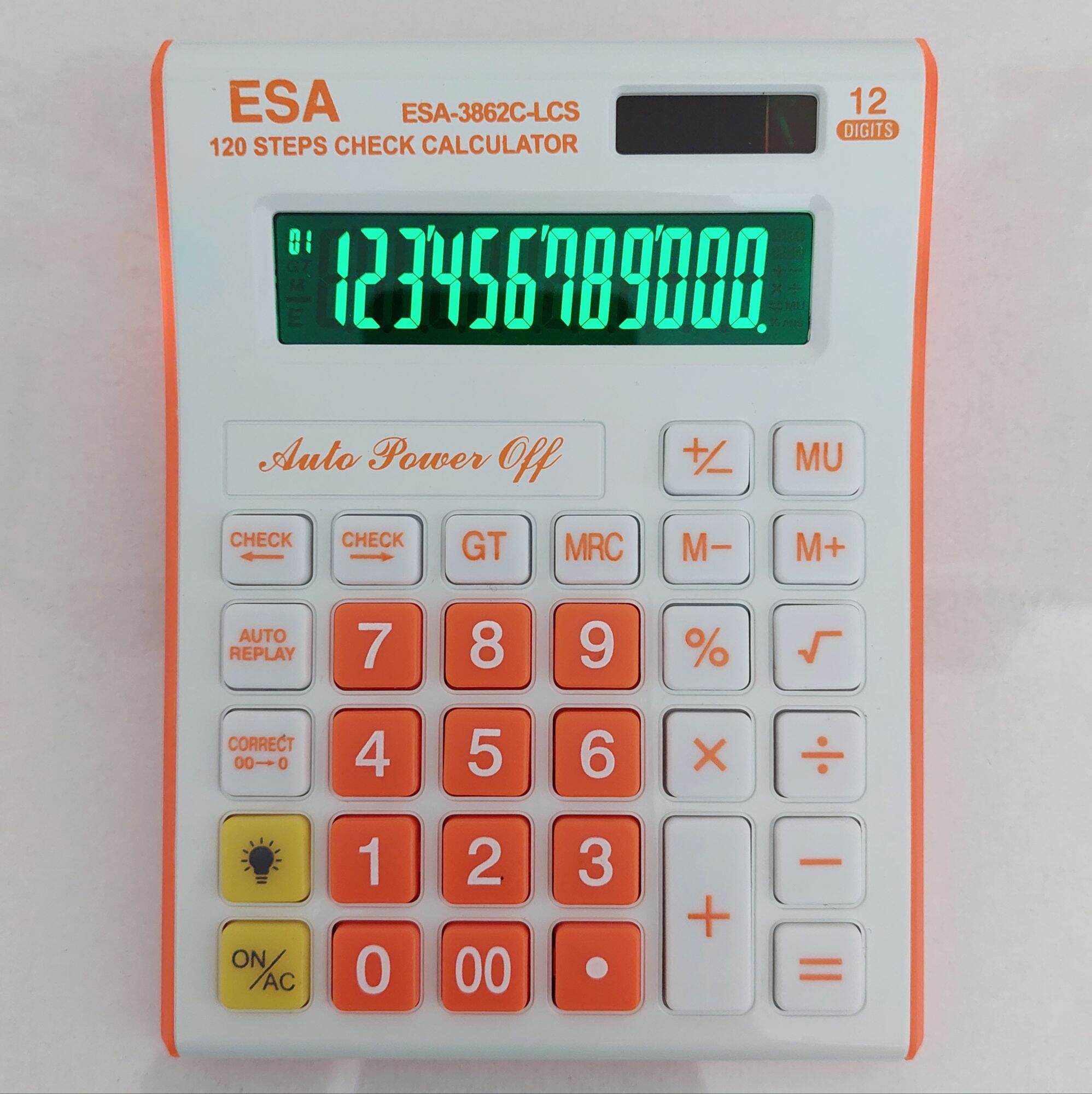Kalkulator LCD LED Calculator Dagang Check Correct 12Digits Original ESA 3862Lcs