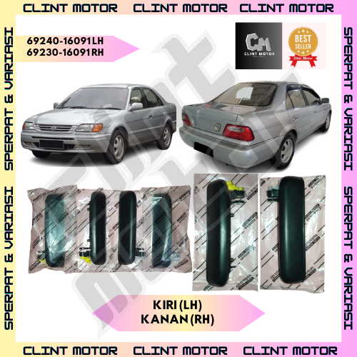 HANDLE PINTU LUAR TOYOTA SOLUNA KANAN KIRI/LH-RH HITAM ORIGINAL Harga  36,500 Ringgit*Penghantaran Percuma