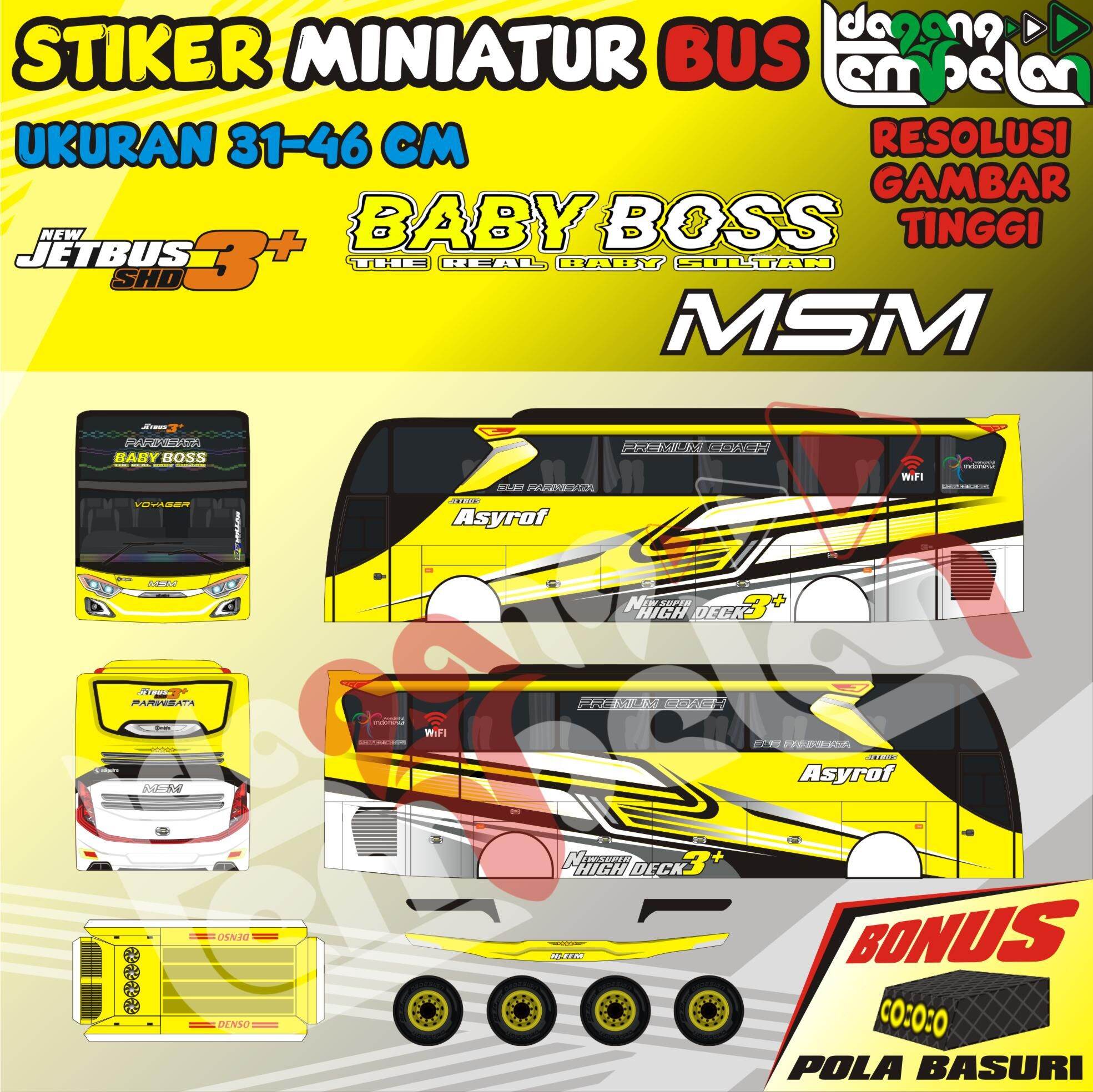 Stiker Miniatur Bus MSM Cinderella | Toretto | Baby Boss | Lazada Indonesia