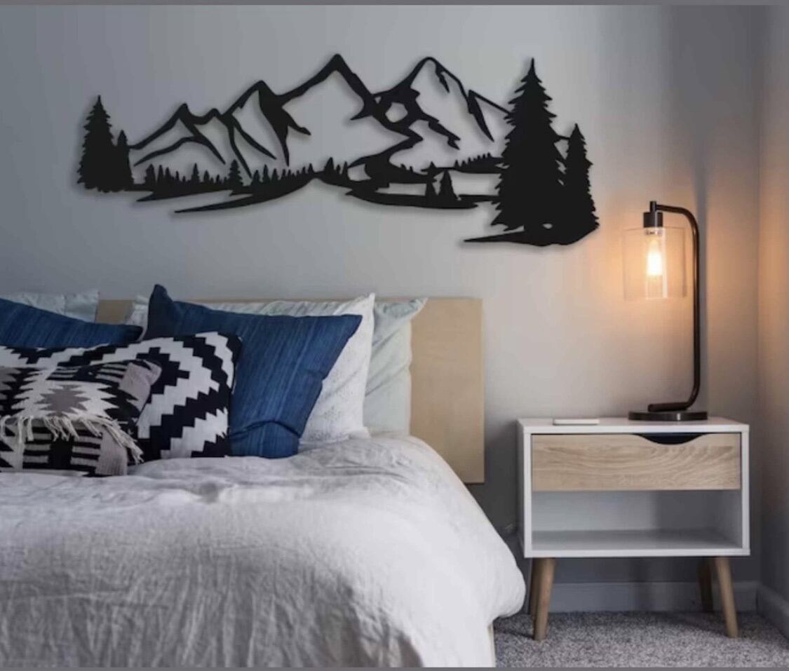 Kreasi Kayu 3D Tema Gunung Hiasan dinding aeatetik / hiasan dinding