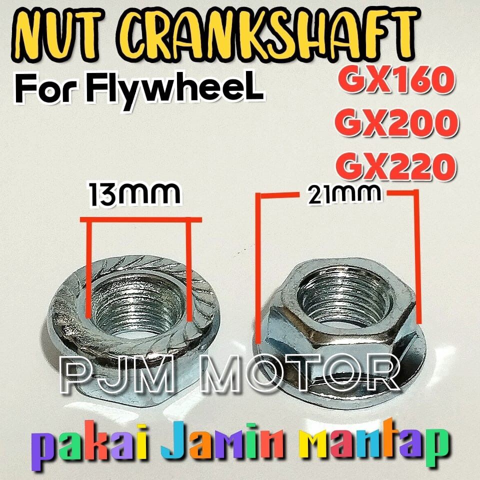Gx160 NUt crankshaft Mur kruk as kro as Flywheel mesin pengerak