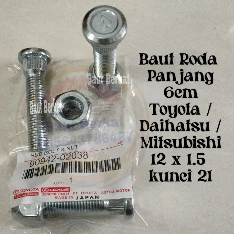 MINIMAL 10 PCS baut roda kijang panjang baut roda panjang 6cm toyota mitsubishi daihatsu baut roda innova baut mur roda panjang 6cm Giá 5,500 Đồng*Miễn phí vận chuyển