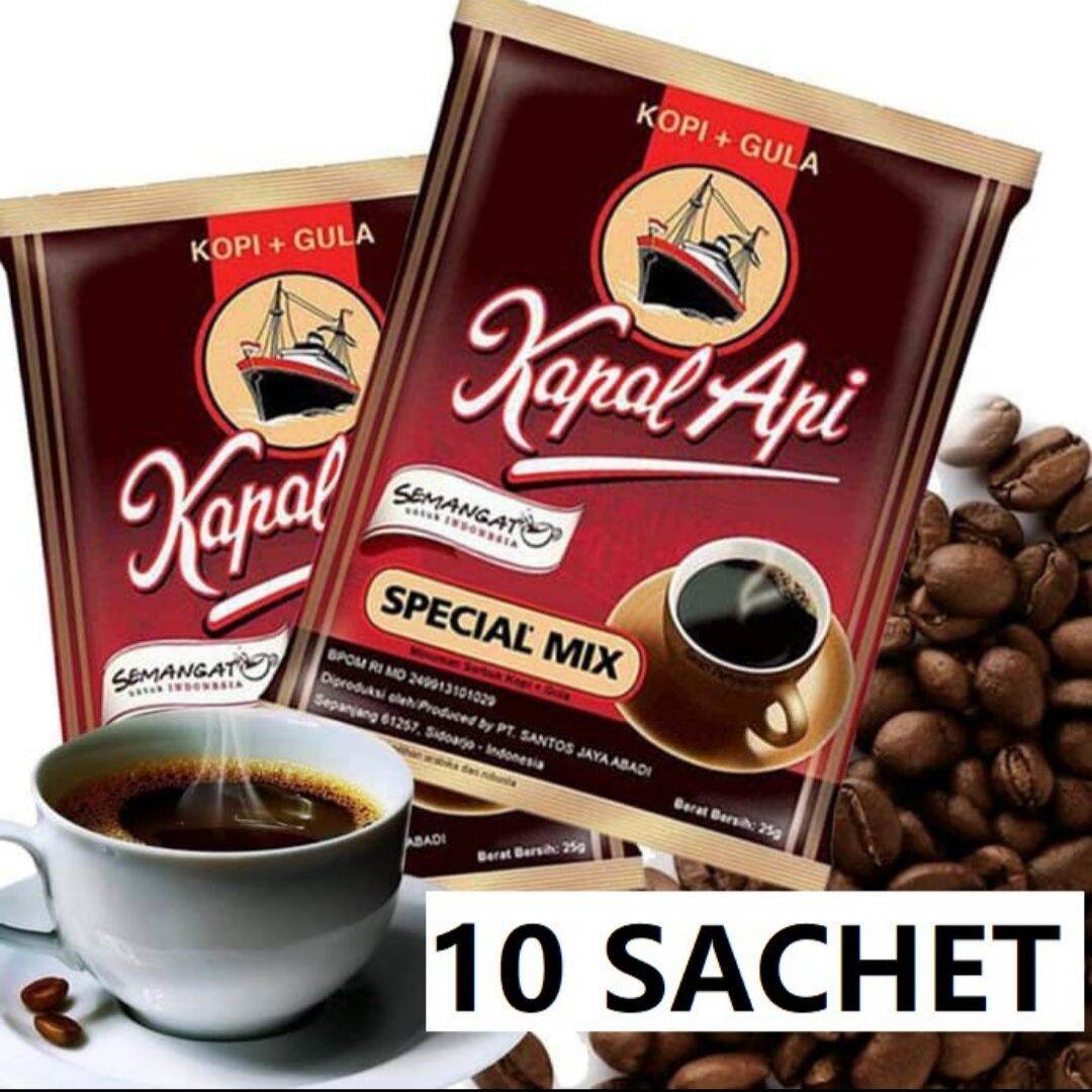 Kopi Kapal Api Spesial Mix / Kopi Hitam 1 Renceng Kopi Hitam + Gula 10 sachet x 25gr