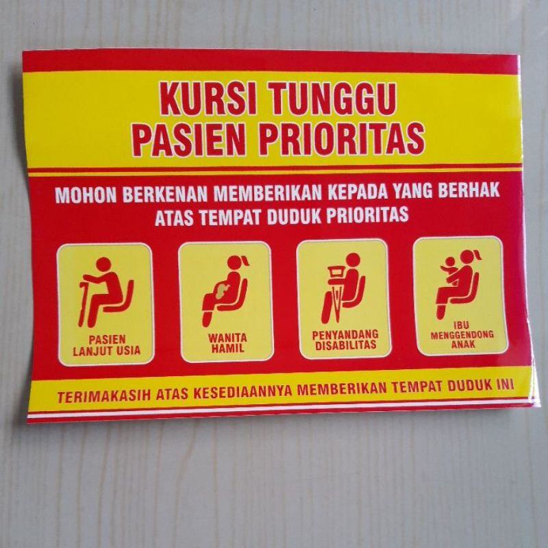 Stiker Kursi Tunggu Pasien Prioritas / Stiker Kursi Ibu Hamil | Lazada ...