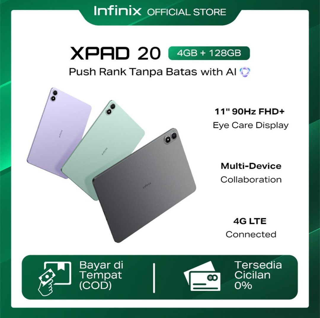 Infinix xPad 20 4/128-MediaTek G88 Harga  1,999,000 Ringgit*Penghantaran Percuma