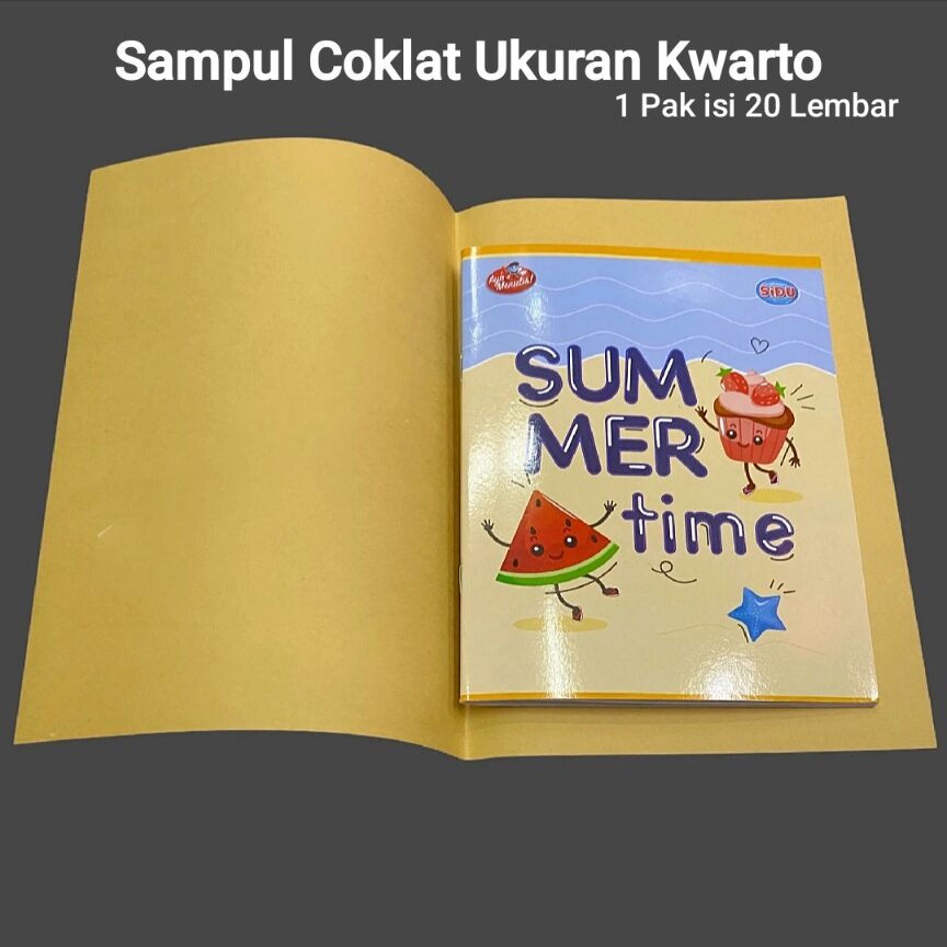 1 Pak Sampul Buku Coklat Polos Isi 20 Lembar ( Kwarto & Campus )
