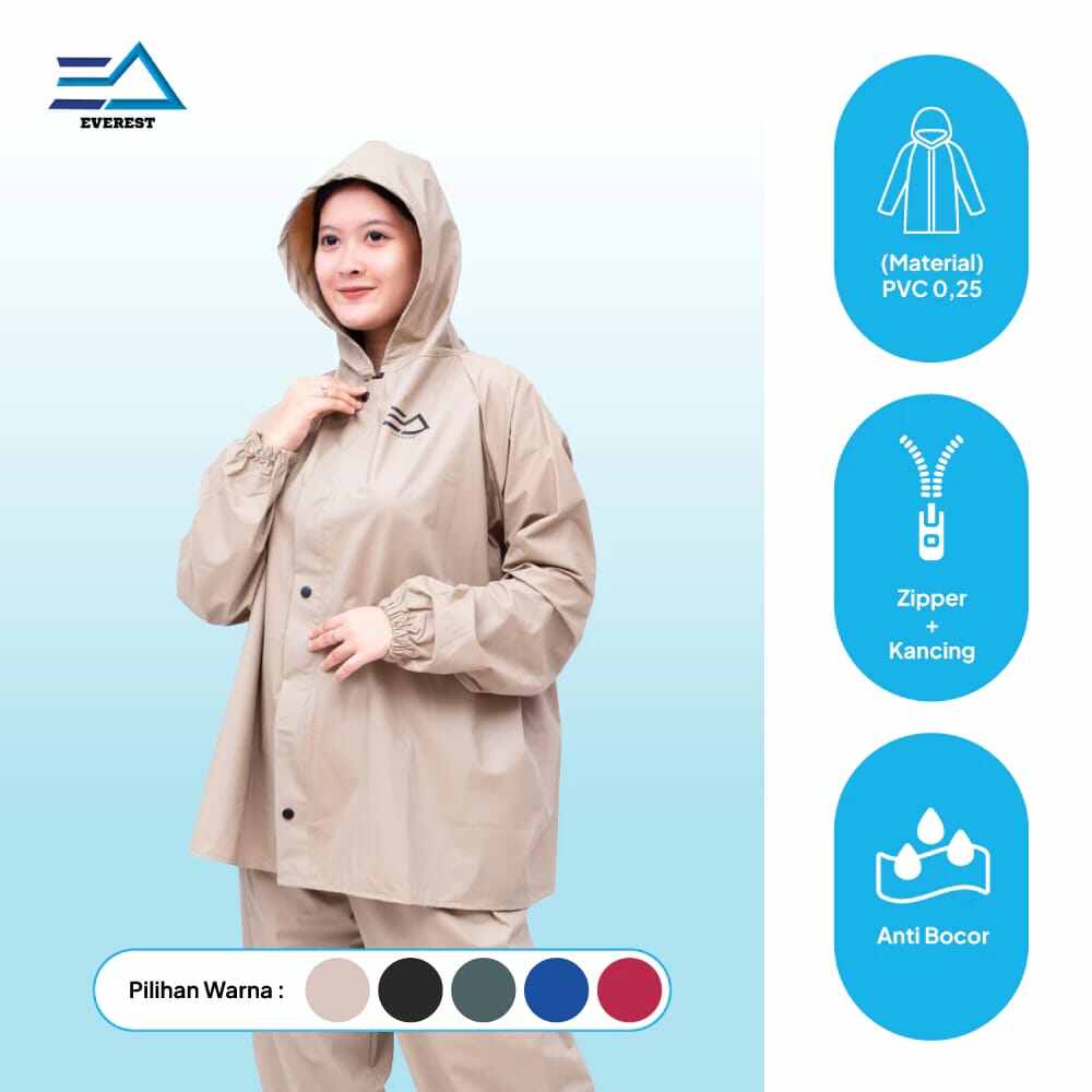 Everest raincoat-coat suit-raincoat women men-mantol color aesthetic beige Harga 95,999 rupiah*Gratis Ongkir