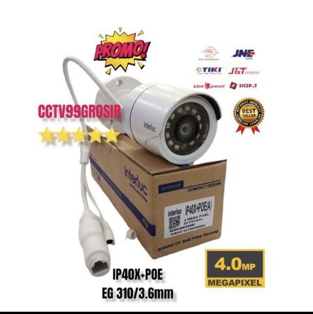 Ip Camera Edge IP40X+POE Asli 4MP CCTV Outdoor / Indoor Onvif NVR ...
