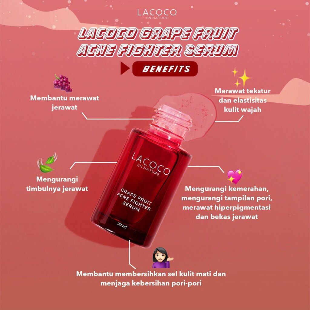 Lacoco Grape Fruit Acne Fighter Serum Membantu Merawat Jerawat | Lazada Indonesia