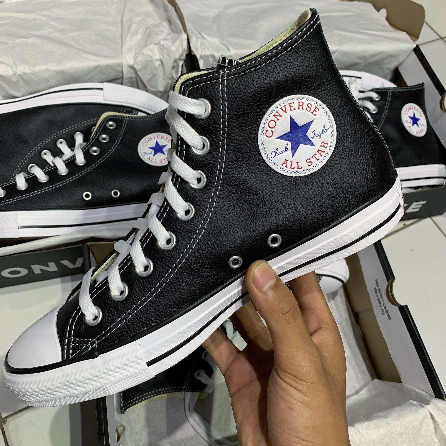 Converse ct hi leather black deals