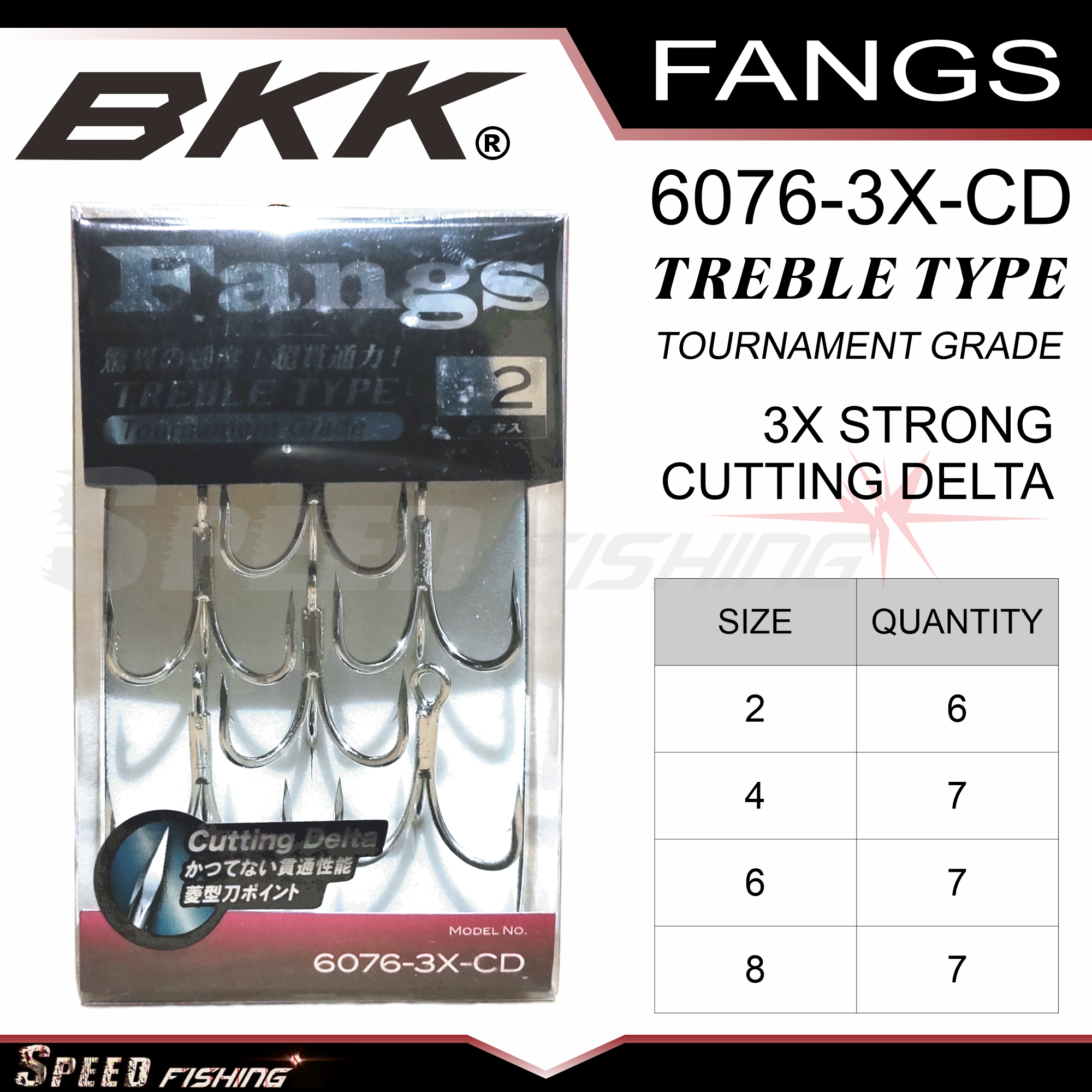 Treble Hook BKK Fangs 6076 3x Strong Treble Hook BKK Fangs 2 4 6 8 fang  casting