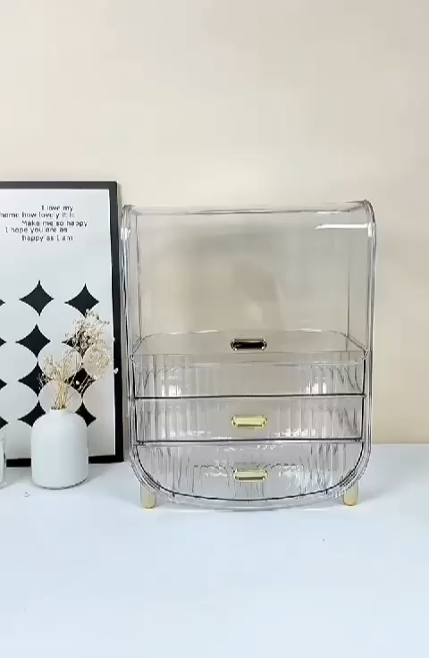 Rak Kosmetik Dengan Laci Anti Debu Tempat Make Up Skincare Transparan ...
