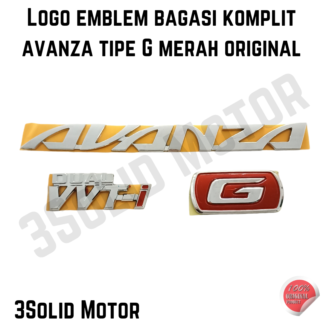 LOGO EMBLEM BAGASI KOMPLIT AVANZA TIPE G MERAH ORIGINAL Harga 48,000 rupiah*Gratis Ongkir