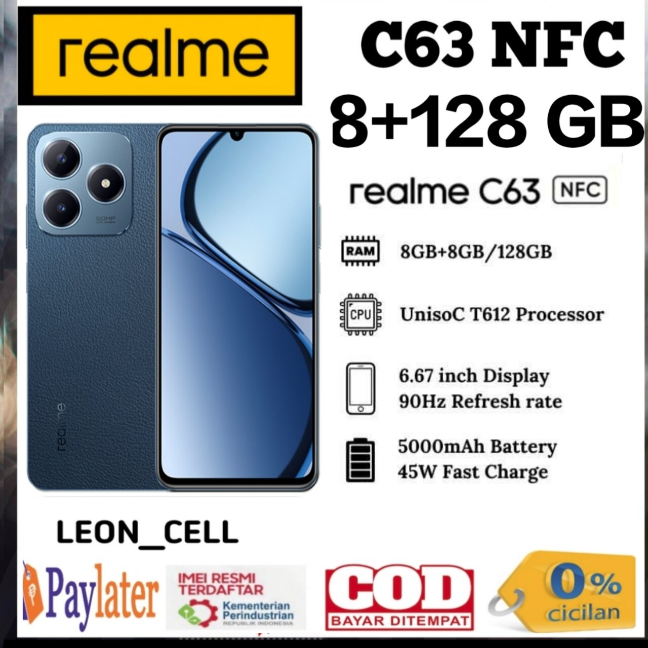 Realme C63 Nfc 8+128 Gb Unisog T612 (Replacement for Not 50) Official Warranty 1 Year Harga  1,115,000 Ringgit*Penghantaran Percuma
