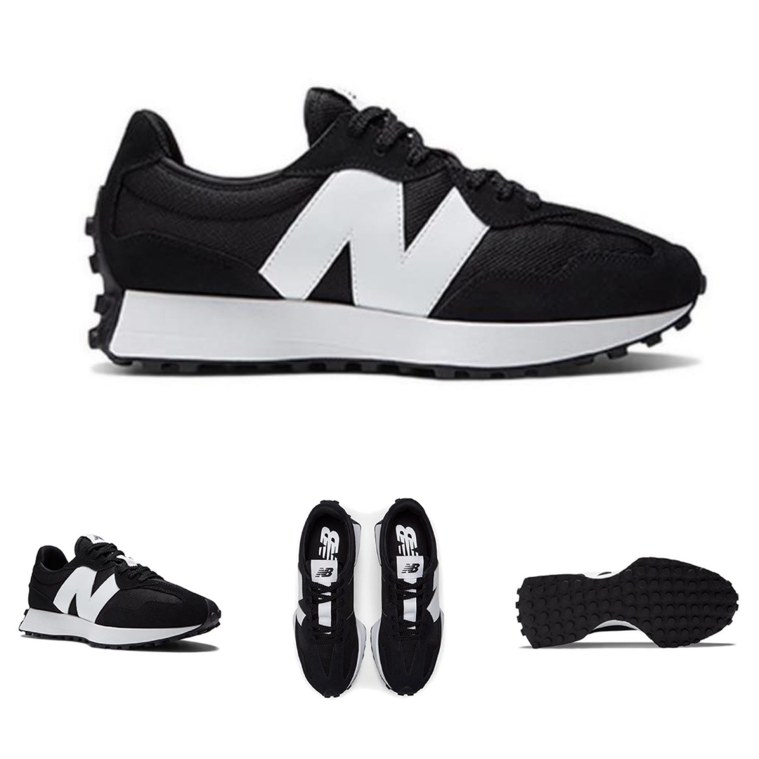 Sepatu New Balance NB 327 Black White Sepatu Kulit Faux Mid-Top