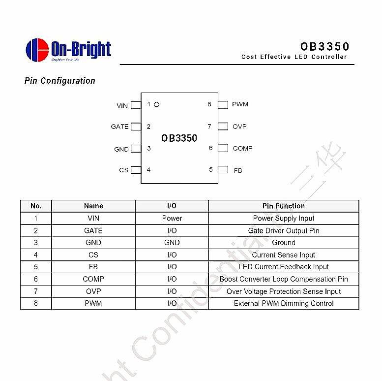 OB3350CP LED Driver IC Datasheet, Pinout, Features, 46% OFF