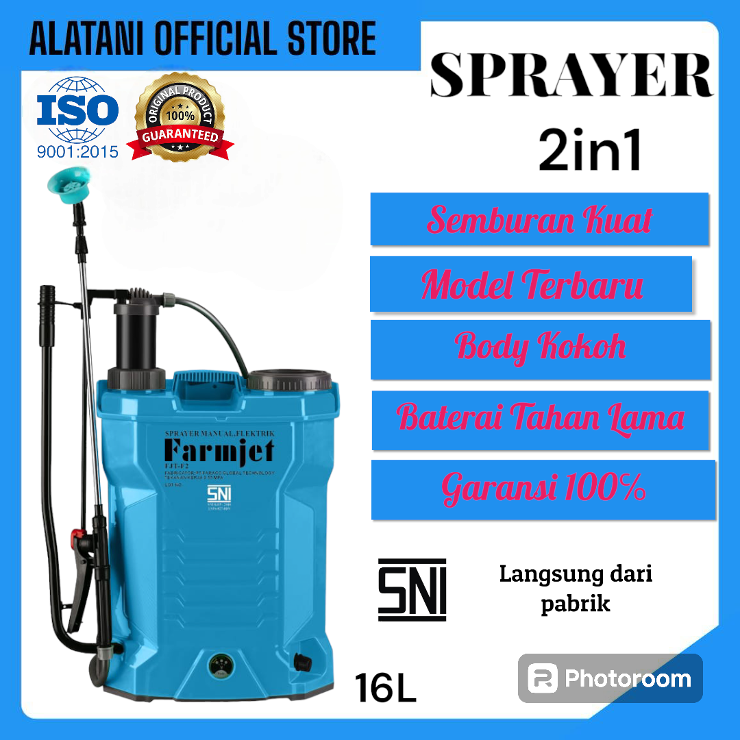 POMPA SPRAYER MANUAL & ELEKTRIK 16 LITER FARMJET, ( pompa sprayer manual& elektrik farmjet 16liter ) ，(501) Harga  410,000 rupiah*Gratis Ongkir