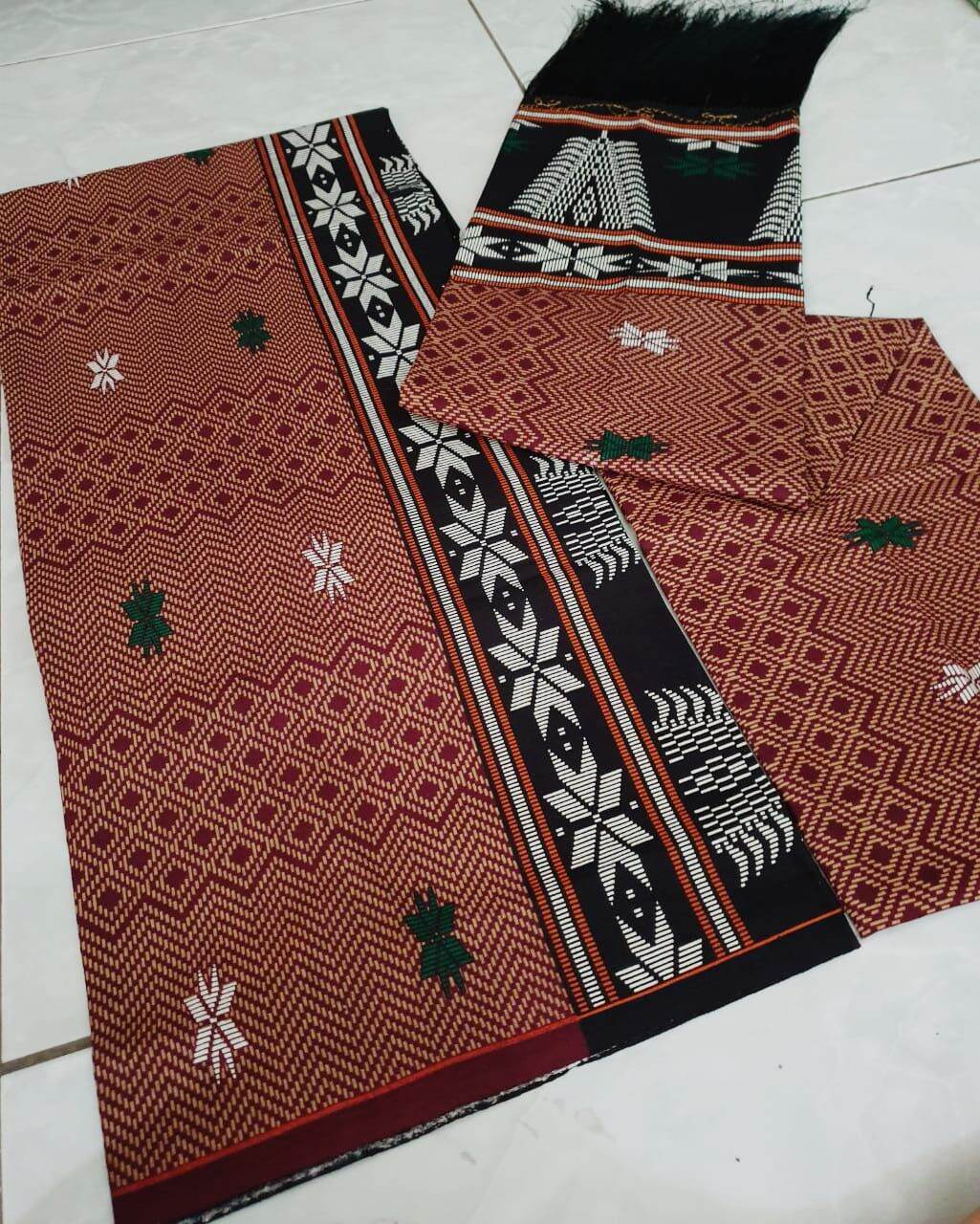 Set Kain + Selendang Katun Corak Kepala Tumtuman | Lazada Indonesia