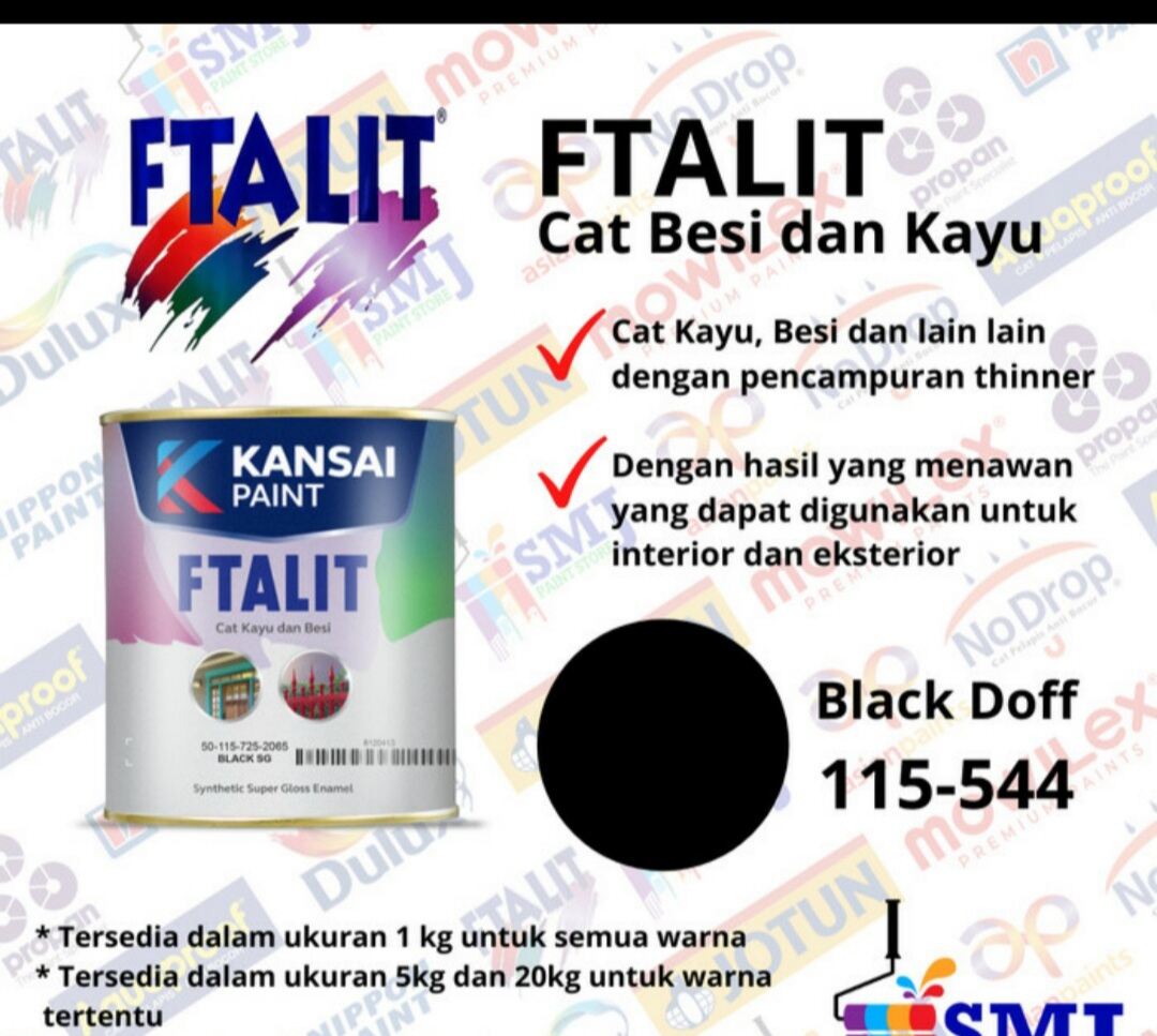 Cat Besi Cat Kayu Cat Minyak Ftalit Hitam Black Doff 544 Ukuran 1 Liter 1 Kg Lazada 9009