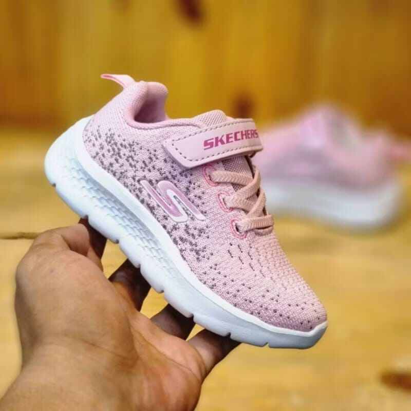 SEPATU ANAK PEREMPUAN SKECHERS SOFT PINK KIDS PREMIUM TALI PEREKAT