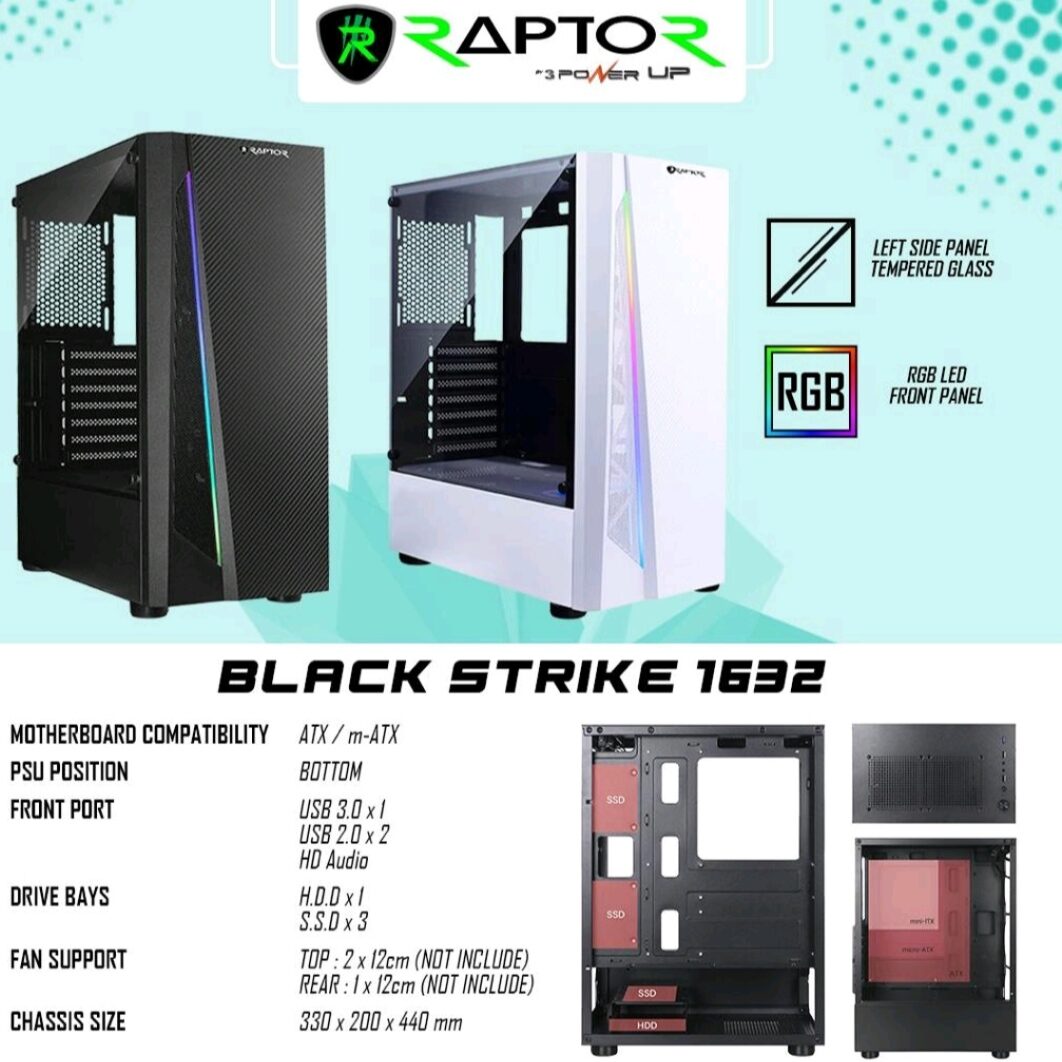 Casing Gaming Raptor Black Strike Rgb Led Strip Atx Lazada Indonesia