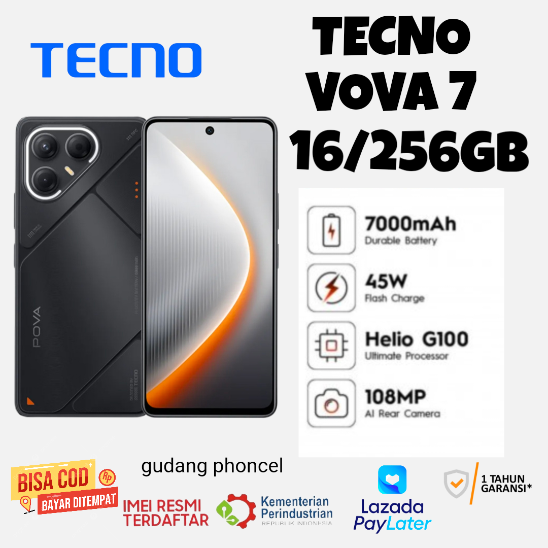 Tecno Pova 7 new, 18/256GB RAM and 8/128GB RAM, Helio G100 Ultimate, 1 year official warranty, registered IMEI Harga  2,299,000 Ringgit*Penghantaran Percuma