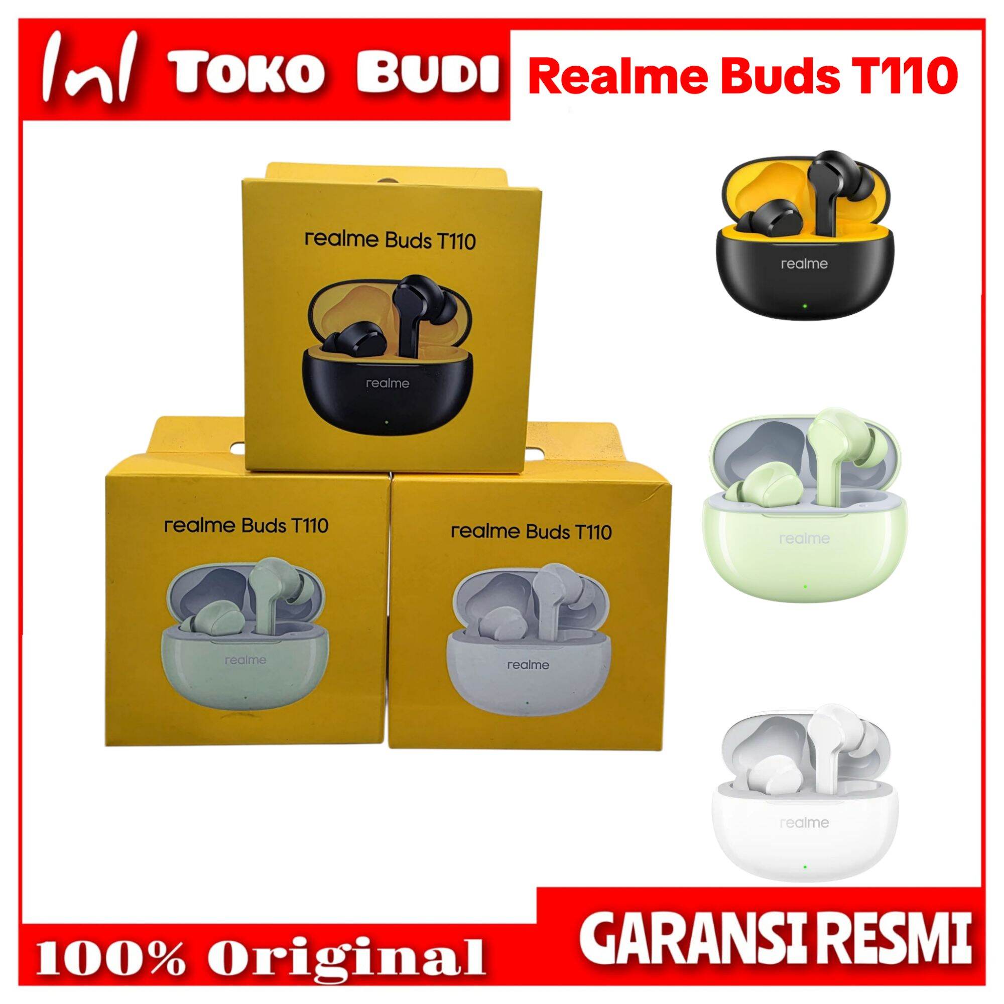 Realme Buds T110 Tws Official Guarantee Harga 195,000 rupiah*Gratis Ongkir