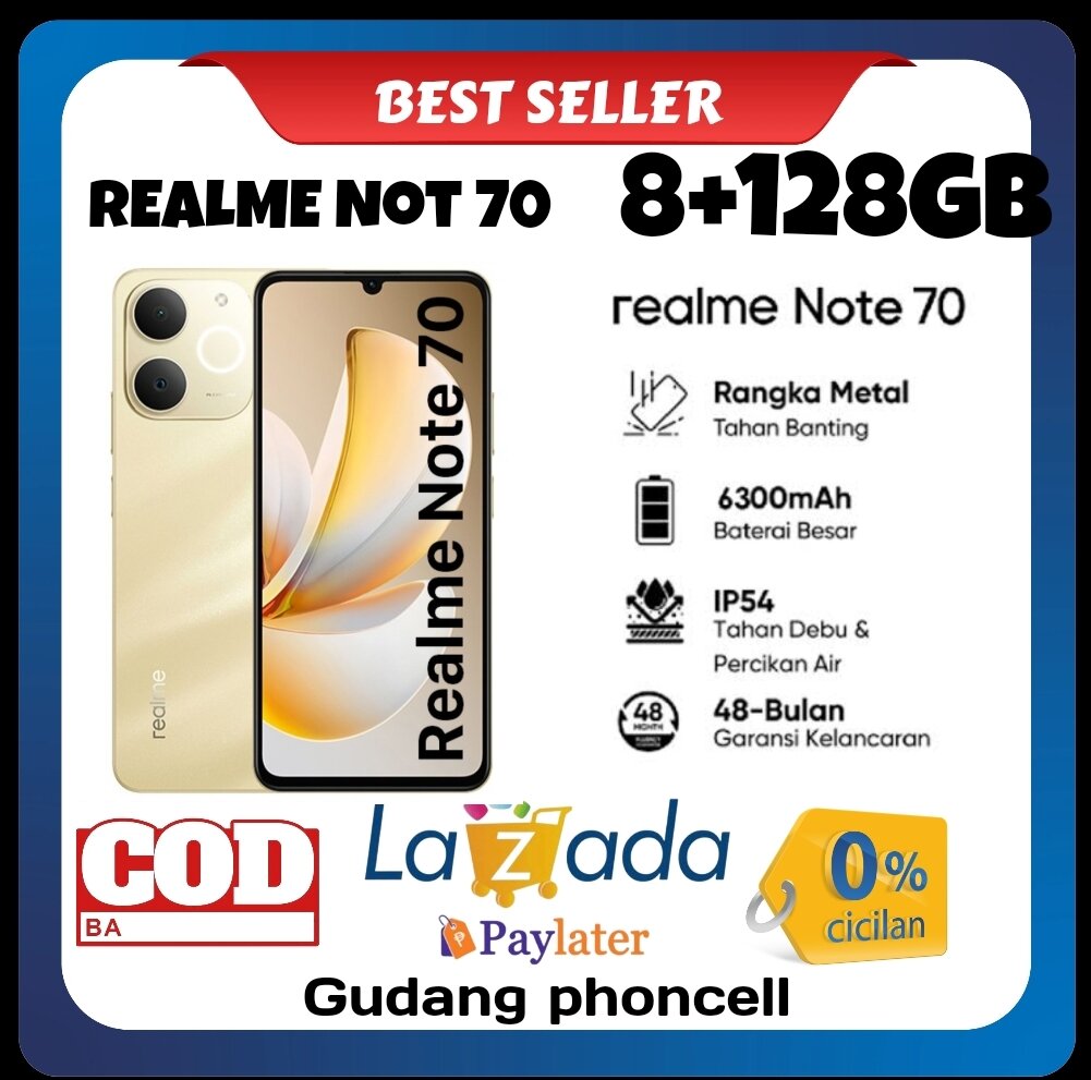 Realme Not 70 Ram 8+128 GB layar 67 in kamera 13 mp baterai 6300