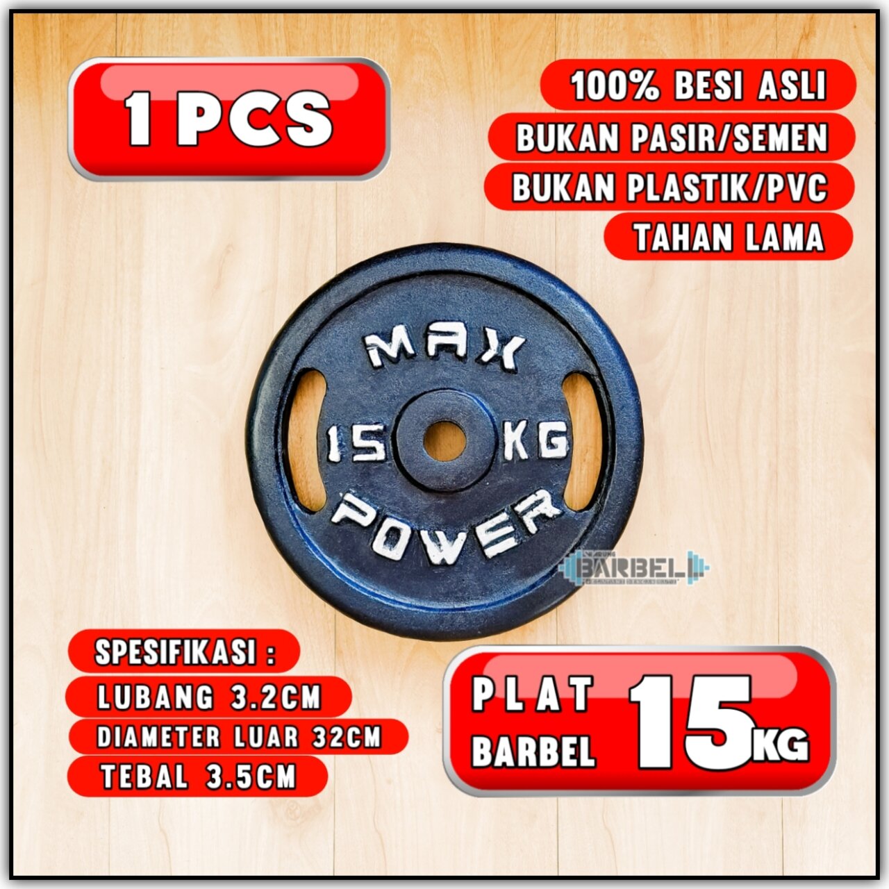 Plat barbel 15kg 1pcs Harga 375,000 rupiah*Gratis Ongkir