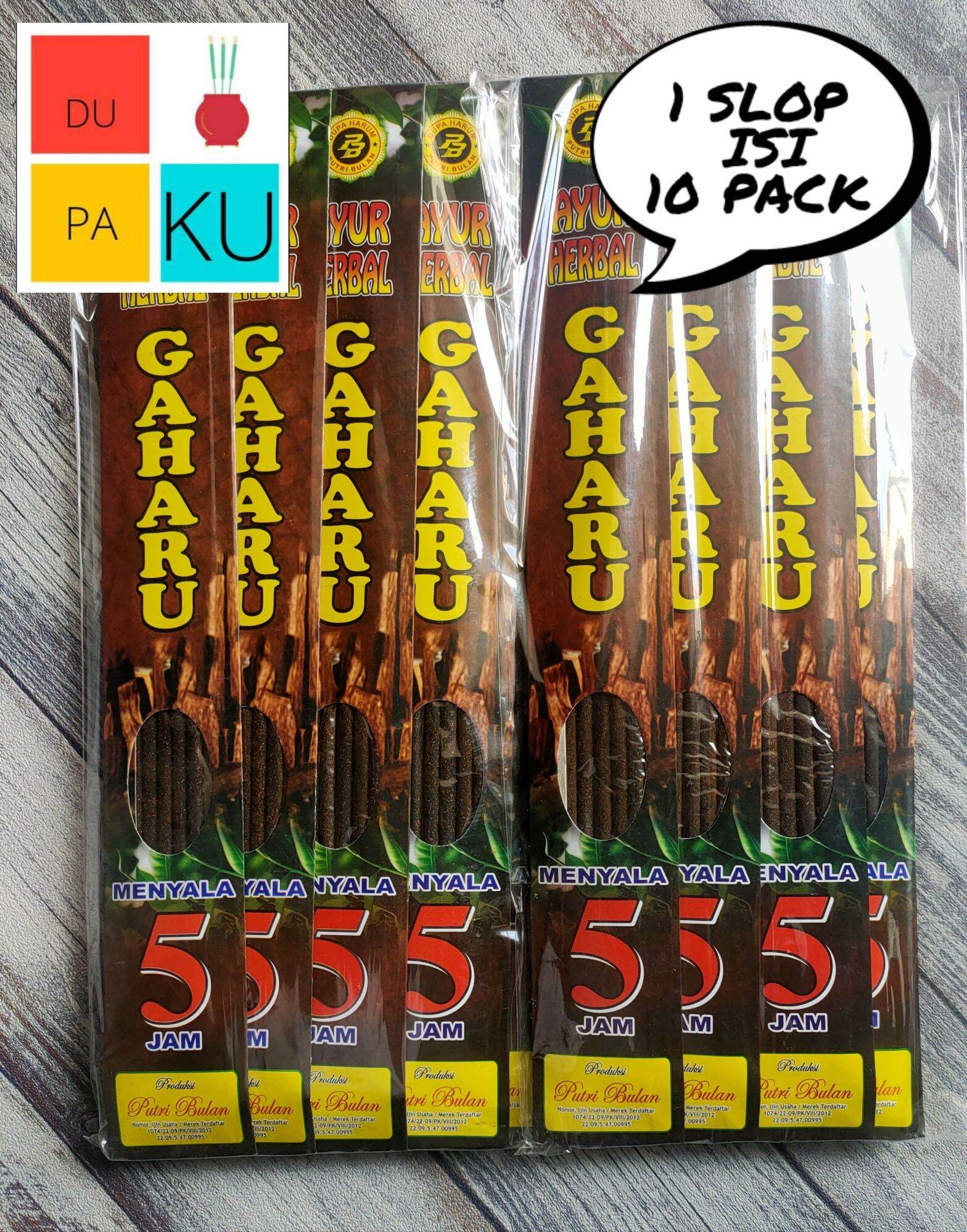 Dupa Hio Gaharu Ayur Herbal Menyala 5 Jam Produksi Putri Bulan Per Slop Isi 10 Pack 1 Pack Isi 5 Stik Aroma Terapi Wewangian Ruangan Original