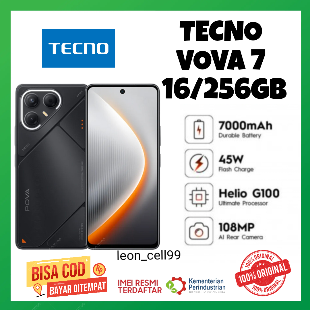 Tecno Vova 7 4G, MediaTek Helio G100 Ultimate, RAM, 16/256GB and 8/128GB, 1 year official warranty Harga  2,299,000 Ringgit*Penghantaran Percuma