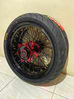 Wheelset velg set supermoto crf klx wr tromol scarlet vrossi pnp tinggal pasang barang baru roda set supermoto