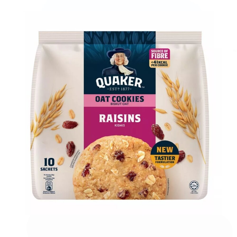 Rekomendasi Snack Sehat yang Bisa Kamu Beli di Supermarket QUAKER Oat Cookies Raisins Malaysia (10 pek) | Lazada Indonesia