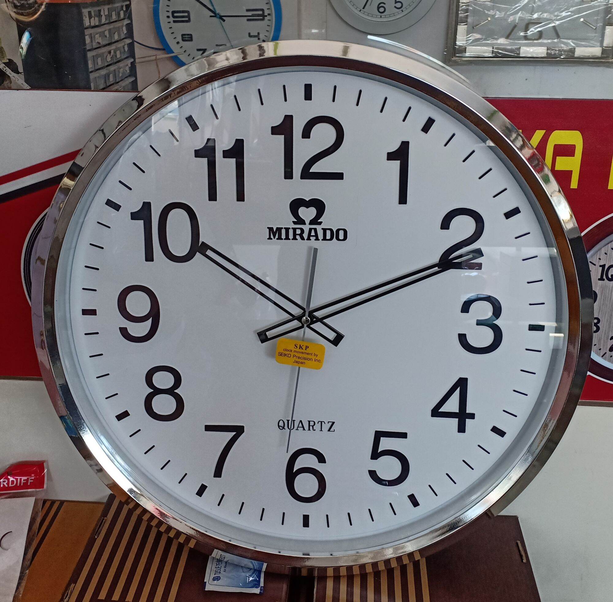 jam dinding 50cm mirado 8828 crome silver varian msn std seiko quartz