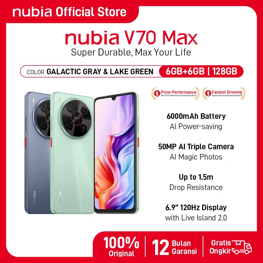 ZTE Nubia V70 Max 6/128 Garansi resmi Giá 1,229,000 Đồng*Miễn phí vận chuyển
