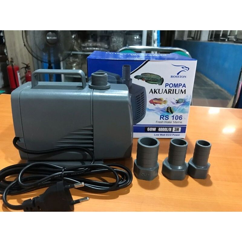 Rosston RS-106 RS106 RS 106 Pompa Celup Kolam Aquarium Hidroponik Powerhead 60 WATT HIGH 3 METER 4000 LITER PER JAM Harga 101,800 rupiah*Gratis Ongkir