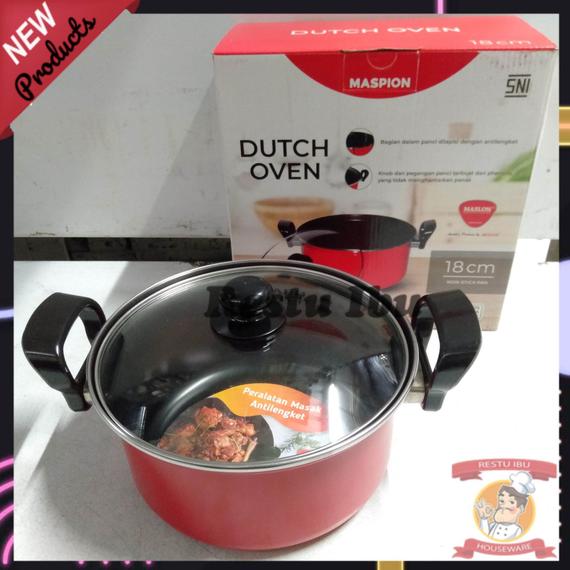 Dutch Oven Maslon Ebonit Handle Glass Cover – Maspion Logam Jawa