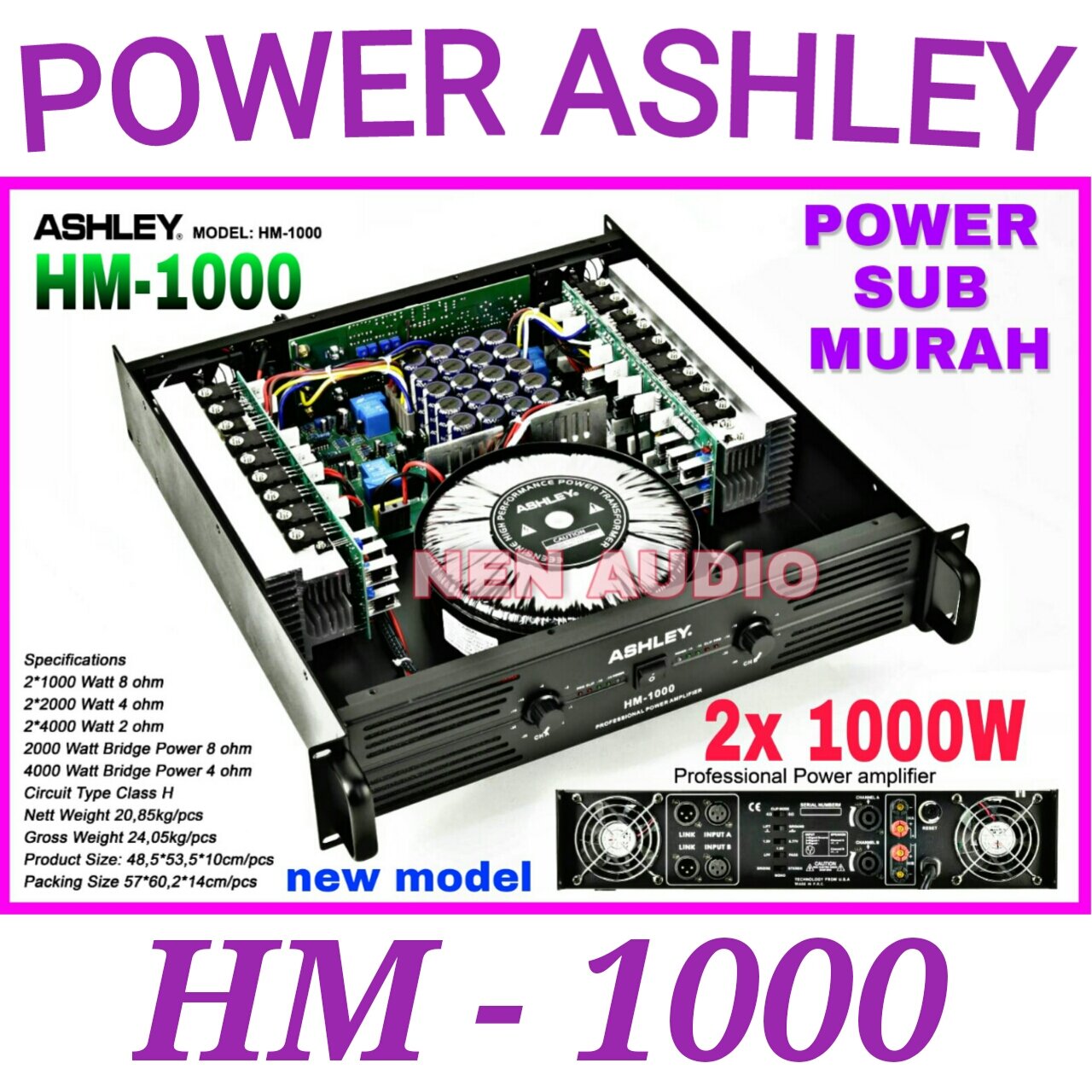 Power Amplifier Ashley HM1000 original HM 1000 ashley HM-1000 class H