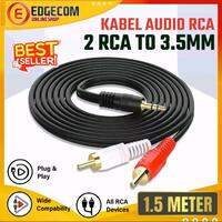 Kabel Audio Aux stereo 35mm to 2 RCA 15 / 3 Meter handphone HP ke Speaker