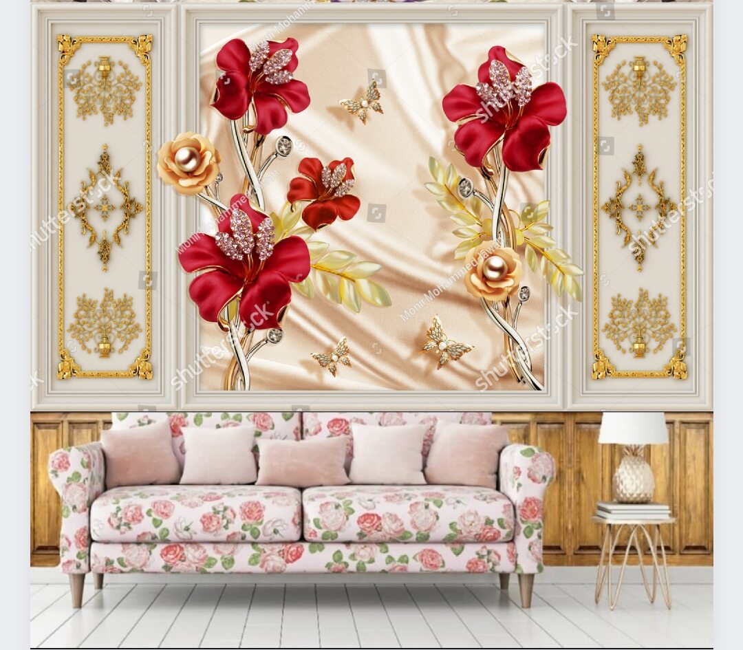 3D Wallpaper Bunga Besar, Wallpaper Custom motif bunga termurah