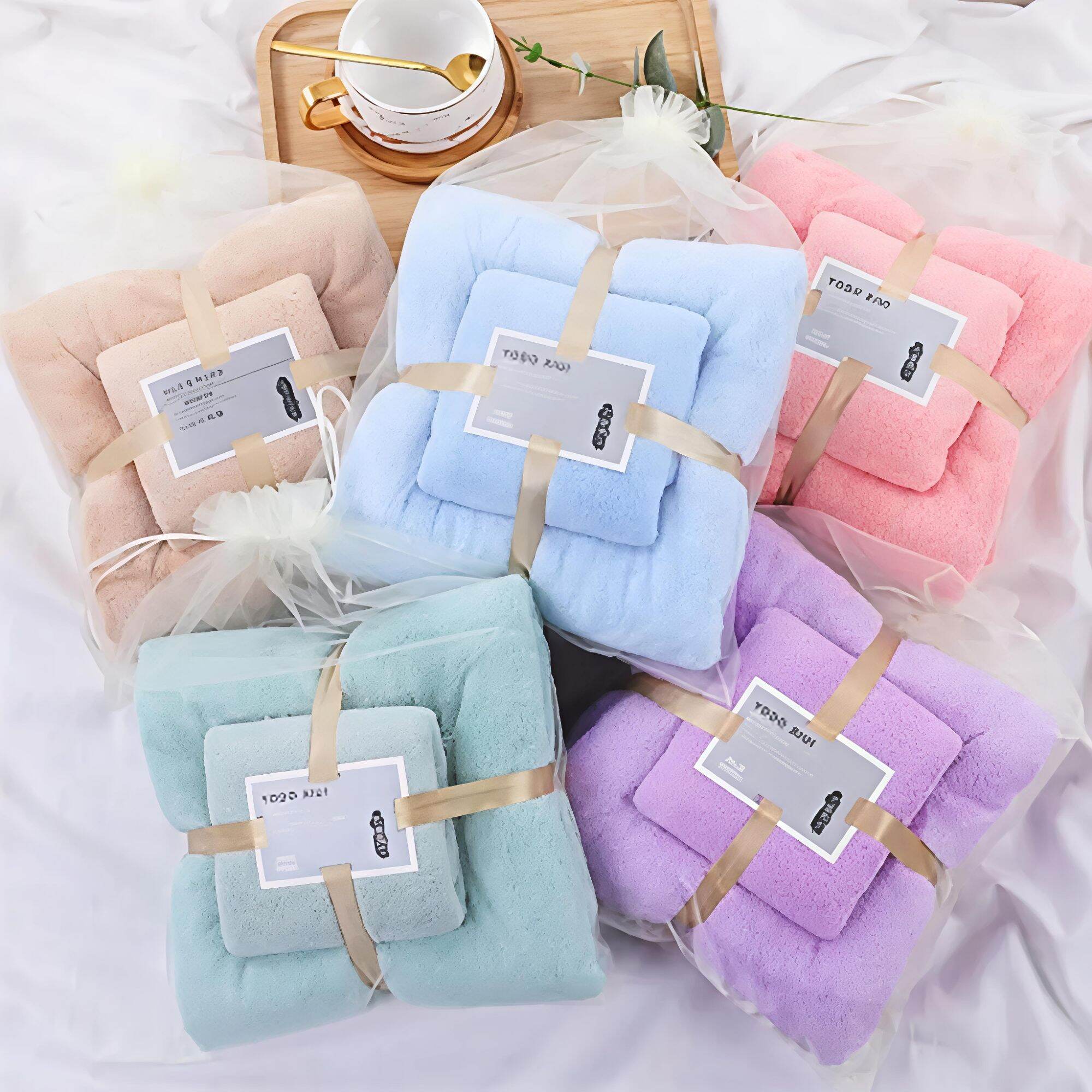Handuk beranak set isi 2 pcs anduk mandi bulu tebal halus towel hampers souvenir hadiah kado bayi lahiran wedding pernikahan ulang tahun anak