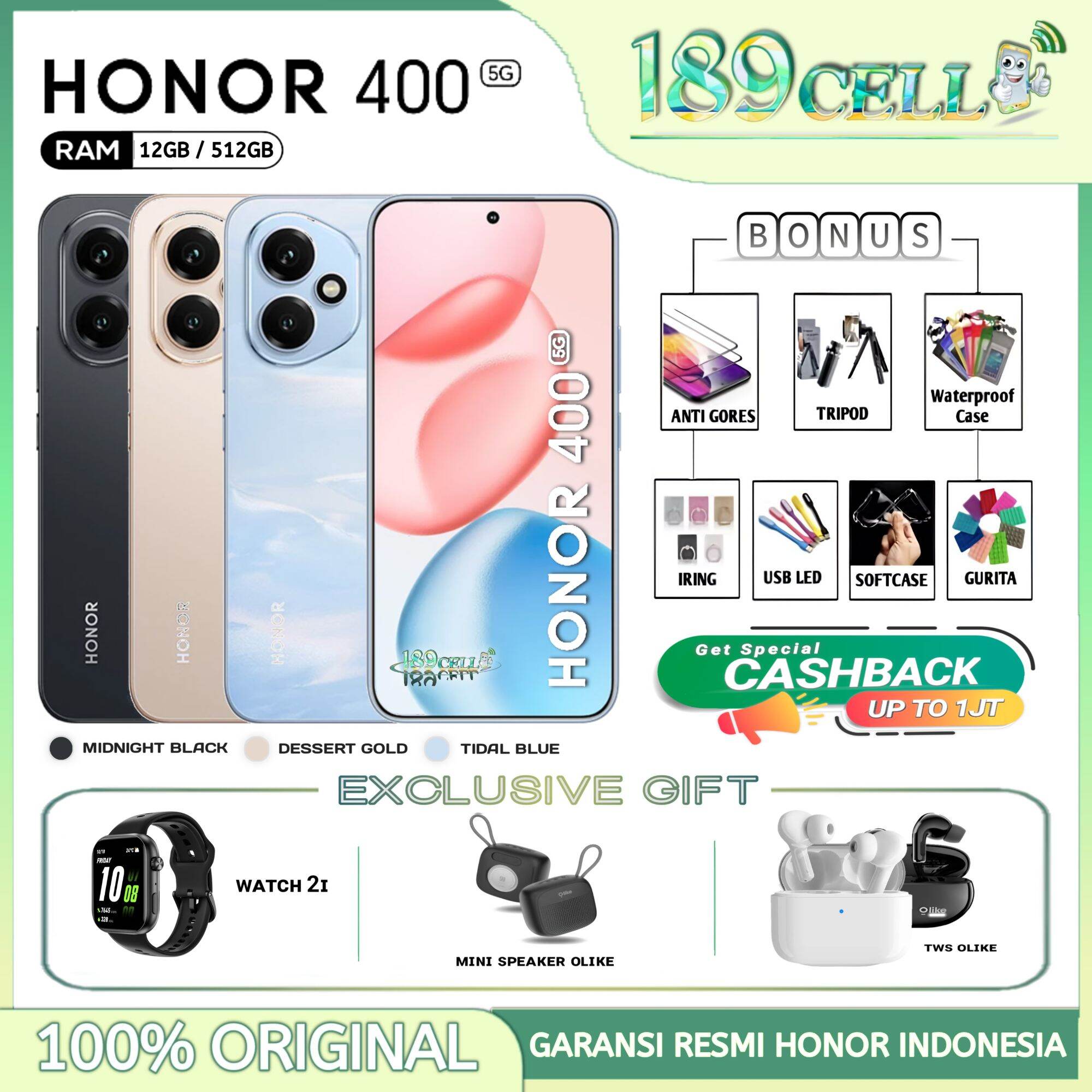 Honor 400 5g Nfc 12/512Gb - Snapdragon 7 Gen 3, 200Mp Ultra-Clear Camera - Honor400 Official Warranty Harga 6,159,900 rupiah*Gratis Ongkir