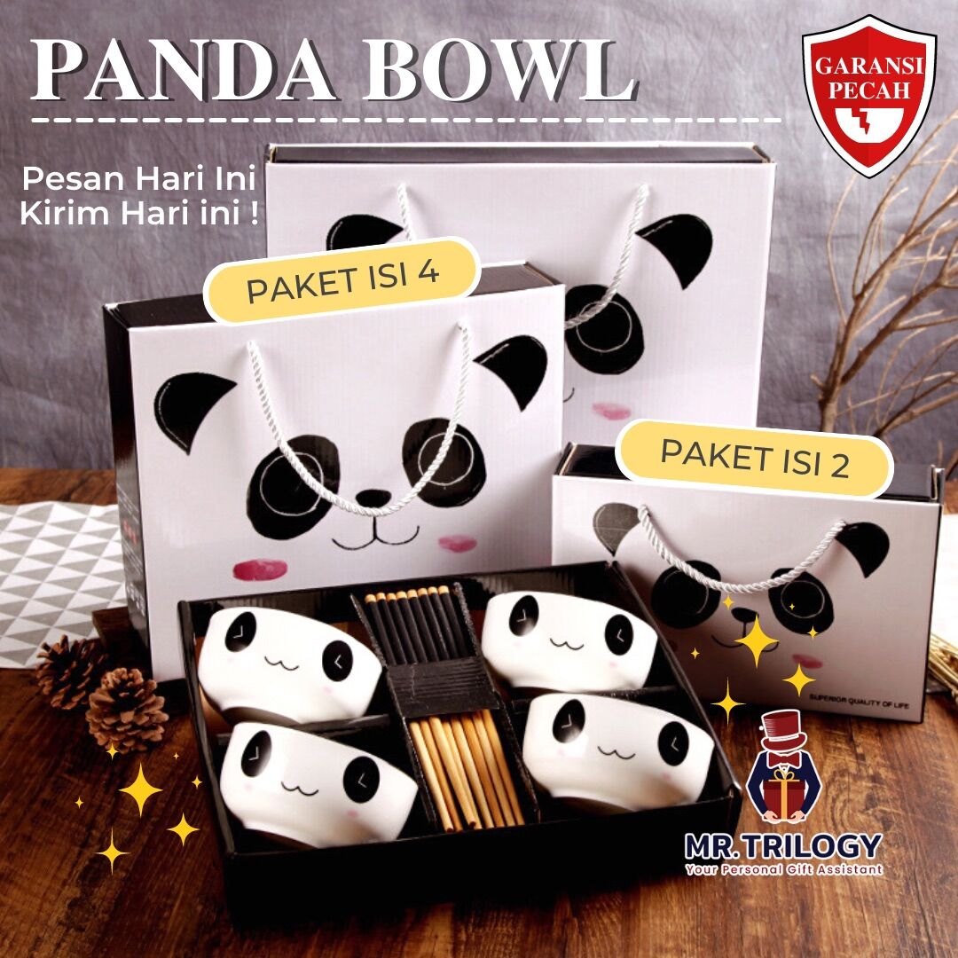 Japanese panda ceramic bowl hampers set feeding pernikahan souvenirs hadiah hadiah cute aesthetic We Bโฆ