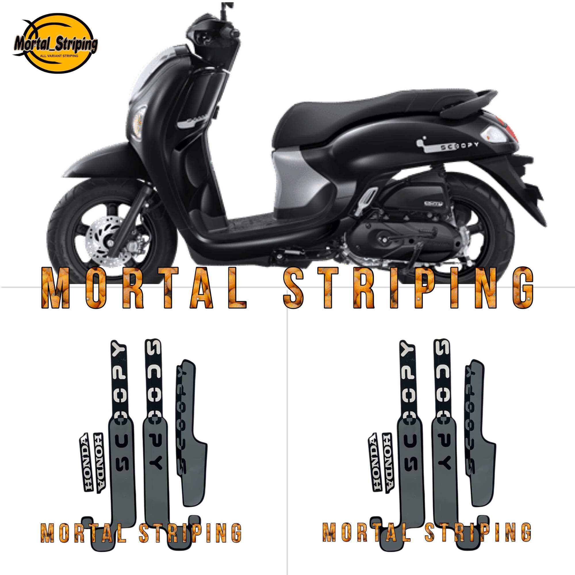 STIKER STRIPING LIS LES BODY HONDA SCOOPY FASHION 2025 2026 HITAM Harga 23,000 rupiah*Gratis Ongkir