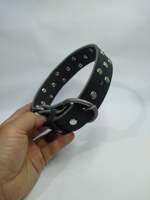 Kalung anjing kulit warna hitam ukuran besar kecil original