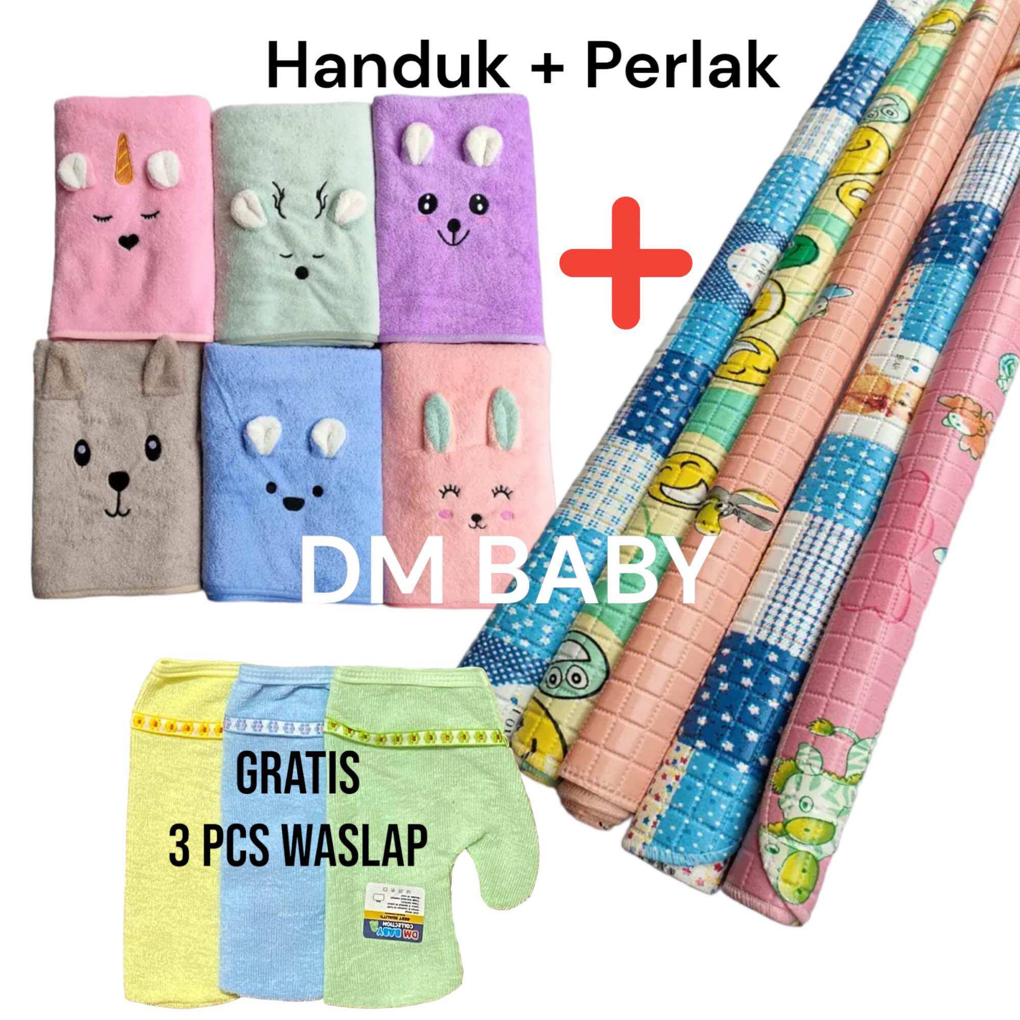 Paket Handuk Bayi + Perlak Gratis Waslap