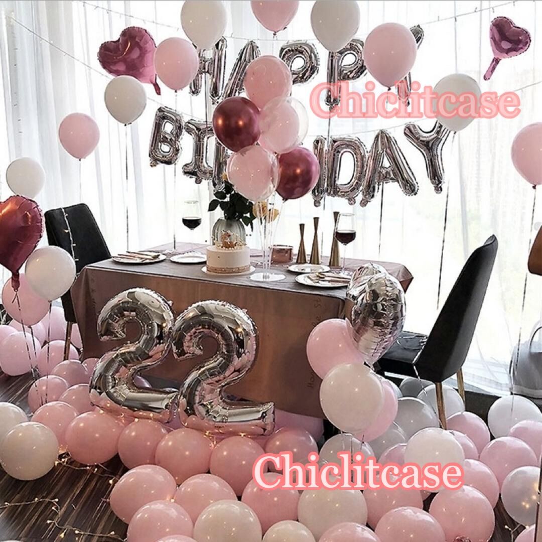 Set paket balon ulang tahun birthday pink cewe romantis dekorasi pesta