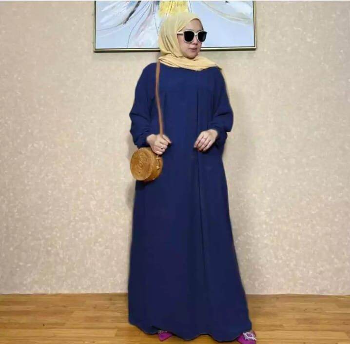 Long Dress Elsira Crinkle Airflow Gamis Semi Abaya Crinkle Airflow